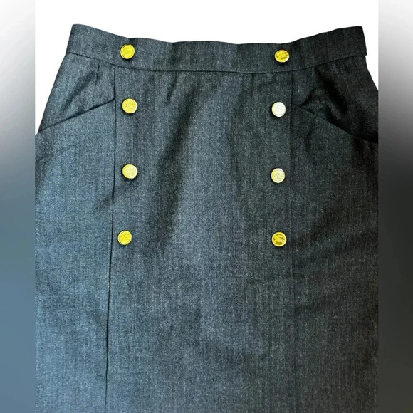 Burberrys A Line Button Wool Skirt Pockets Size 6 work wear Professional - Picture 5 of 7
